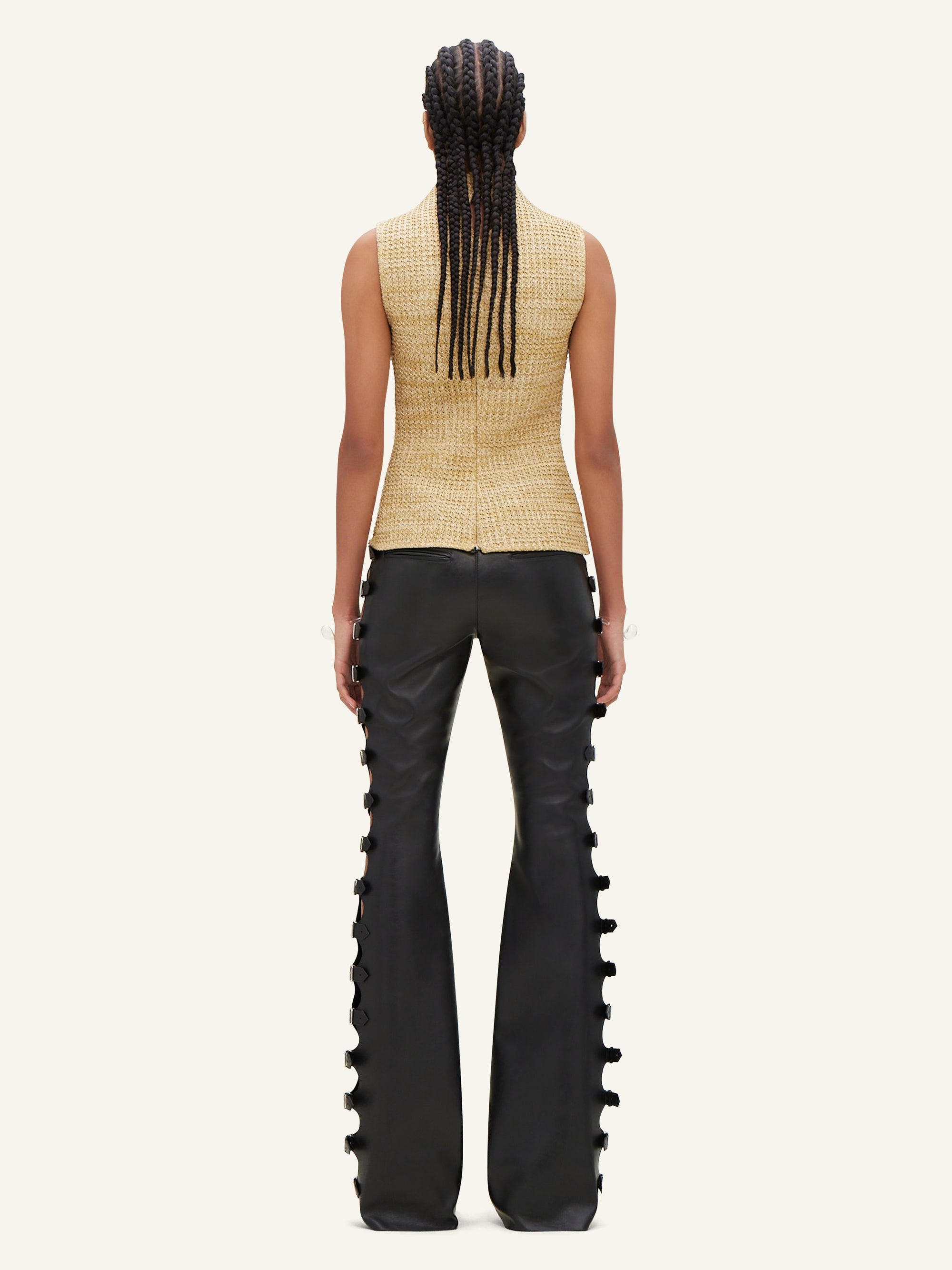 High neck raffia Top - Sand
