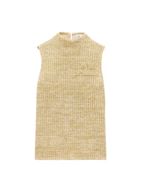High neck raffia Top - Sand