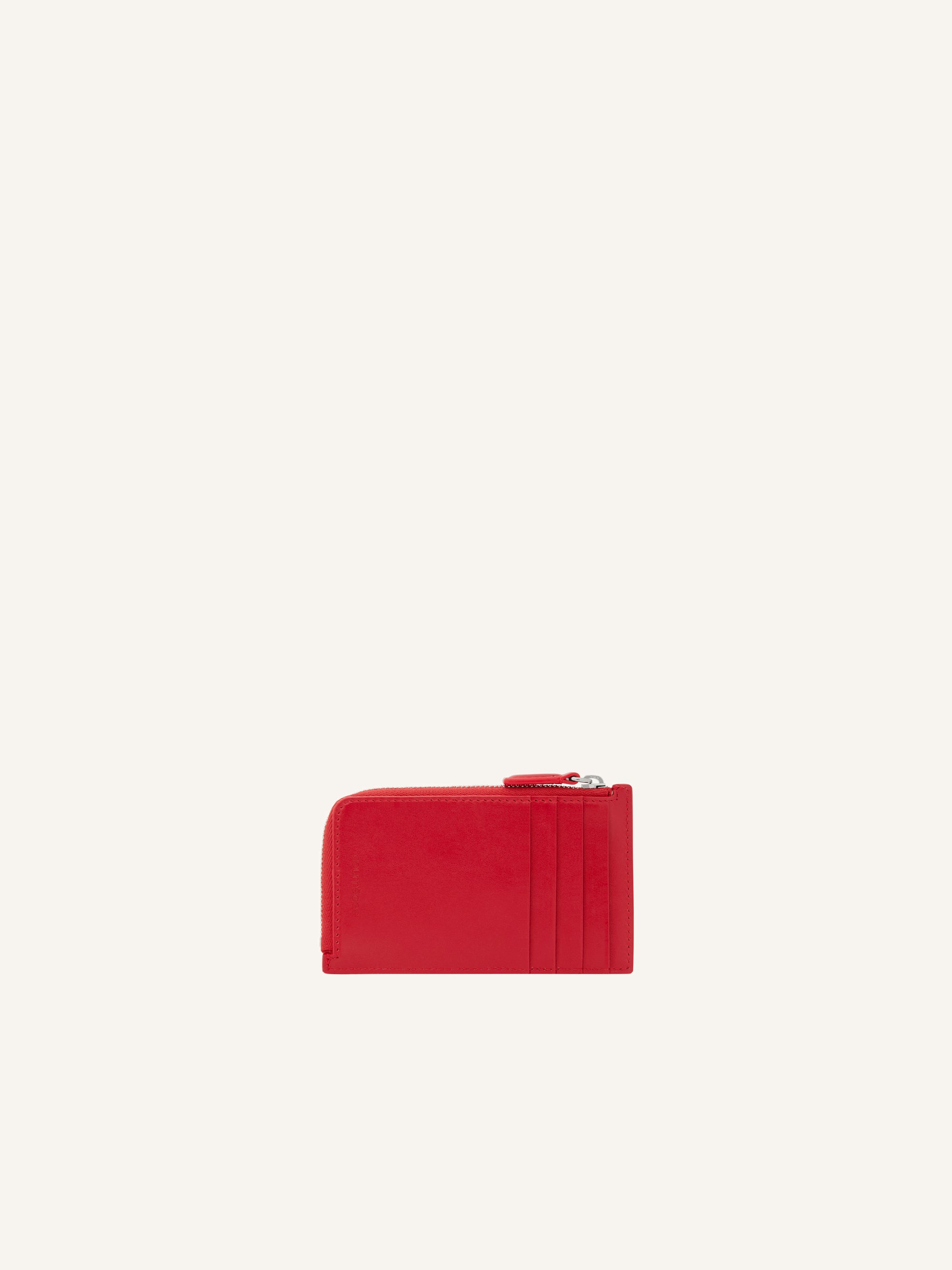 Leather zipped Cardholder - Ruby