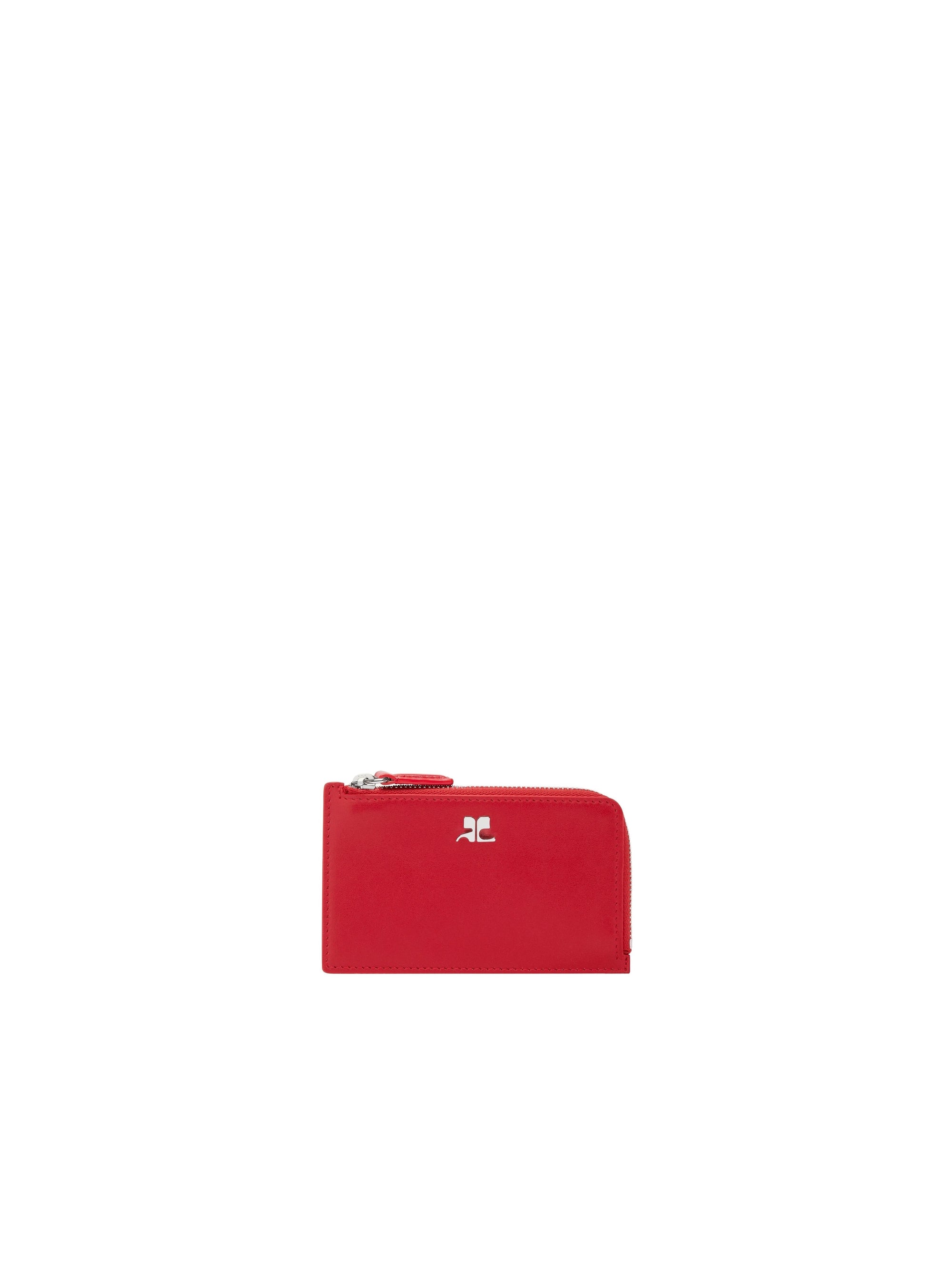 Leather zipped Cardholder - Ruby