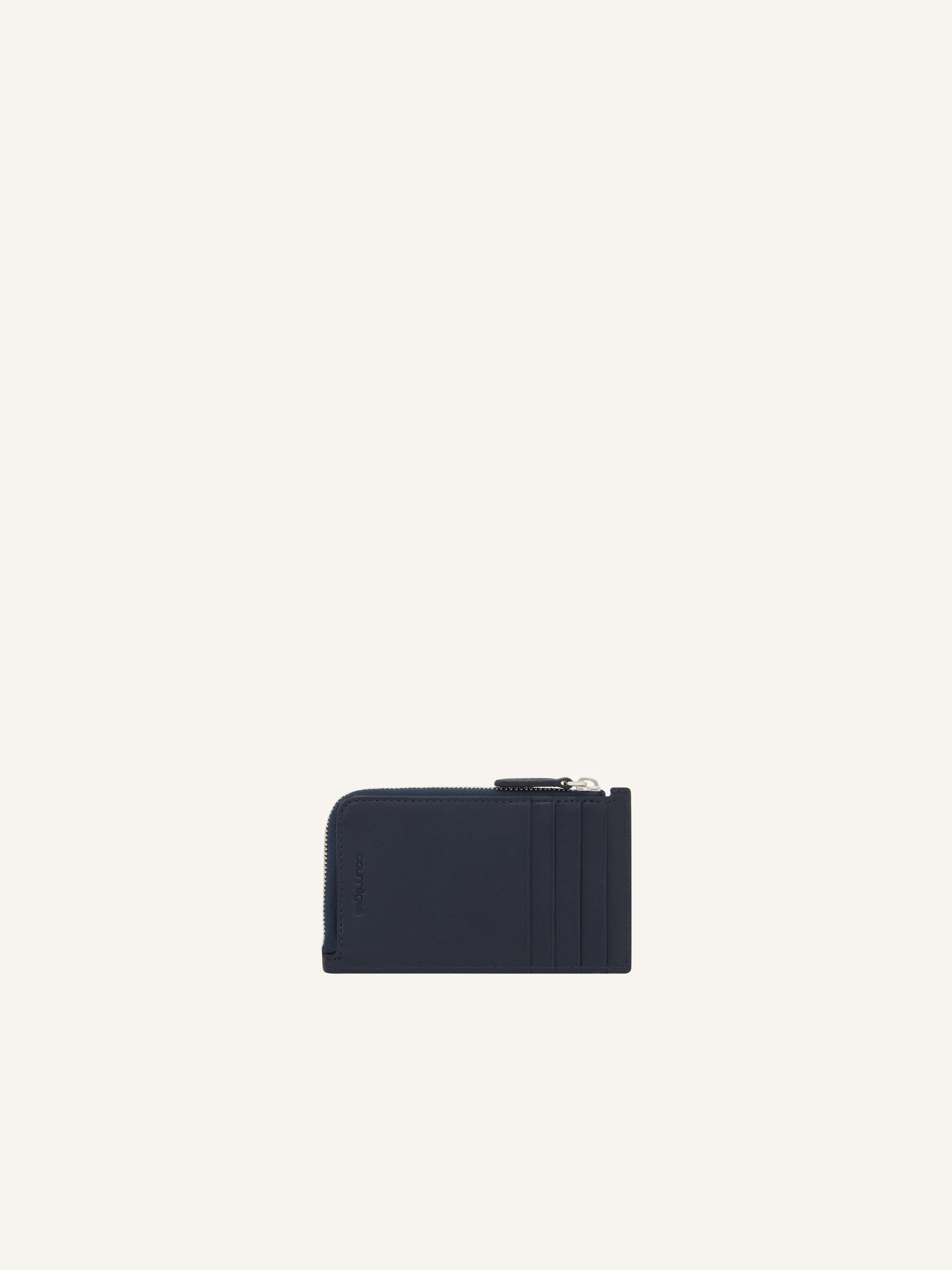Leather zipped Cardholder - Denim