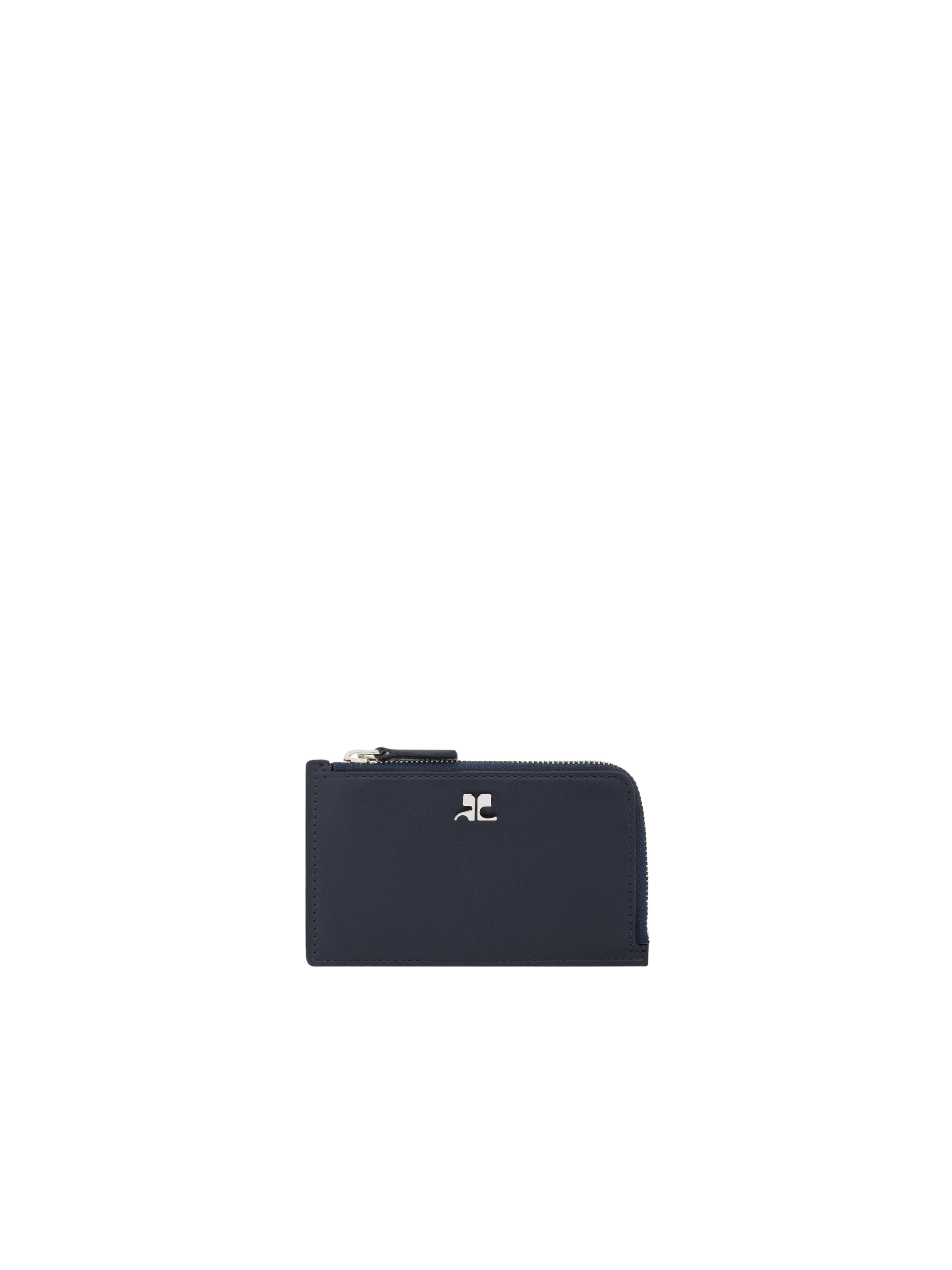 Leather zipped Cardholder - Denim