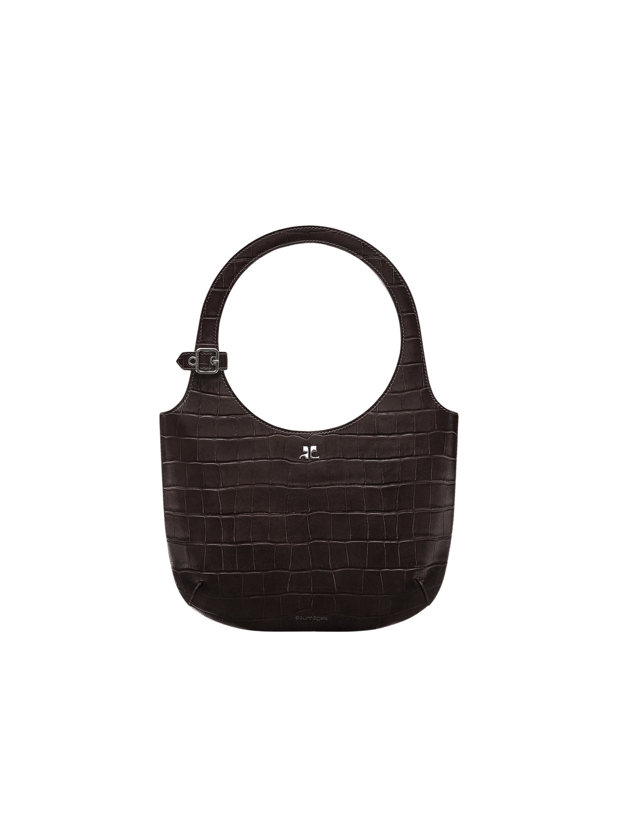 Holy croco stamped leather Bag - Bark