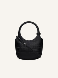 Holy croco stamped leather Bag - Black