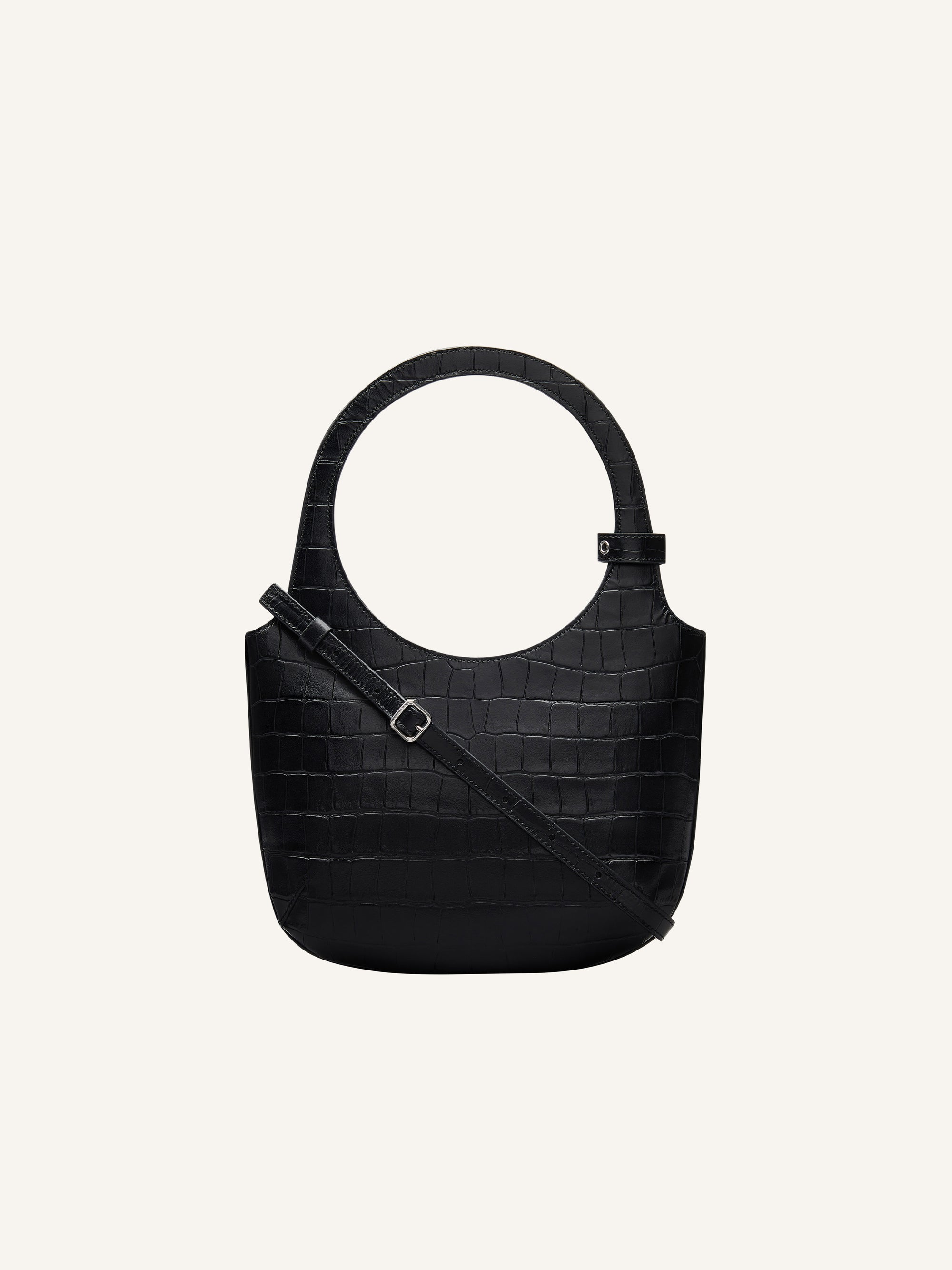 Holy croco stamped leather Bag - Black