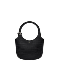 Holy croco stamped leather Bag - Black