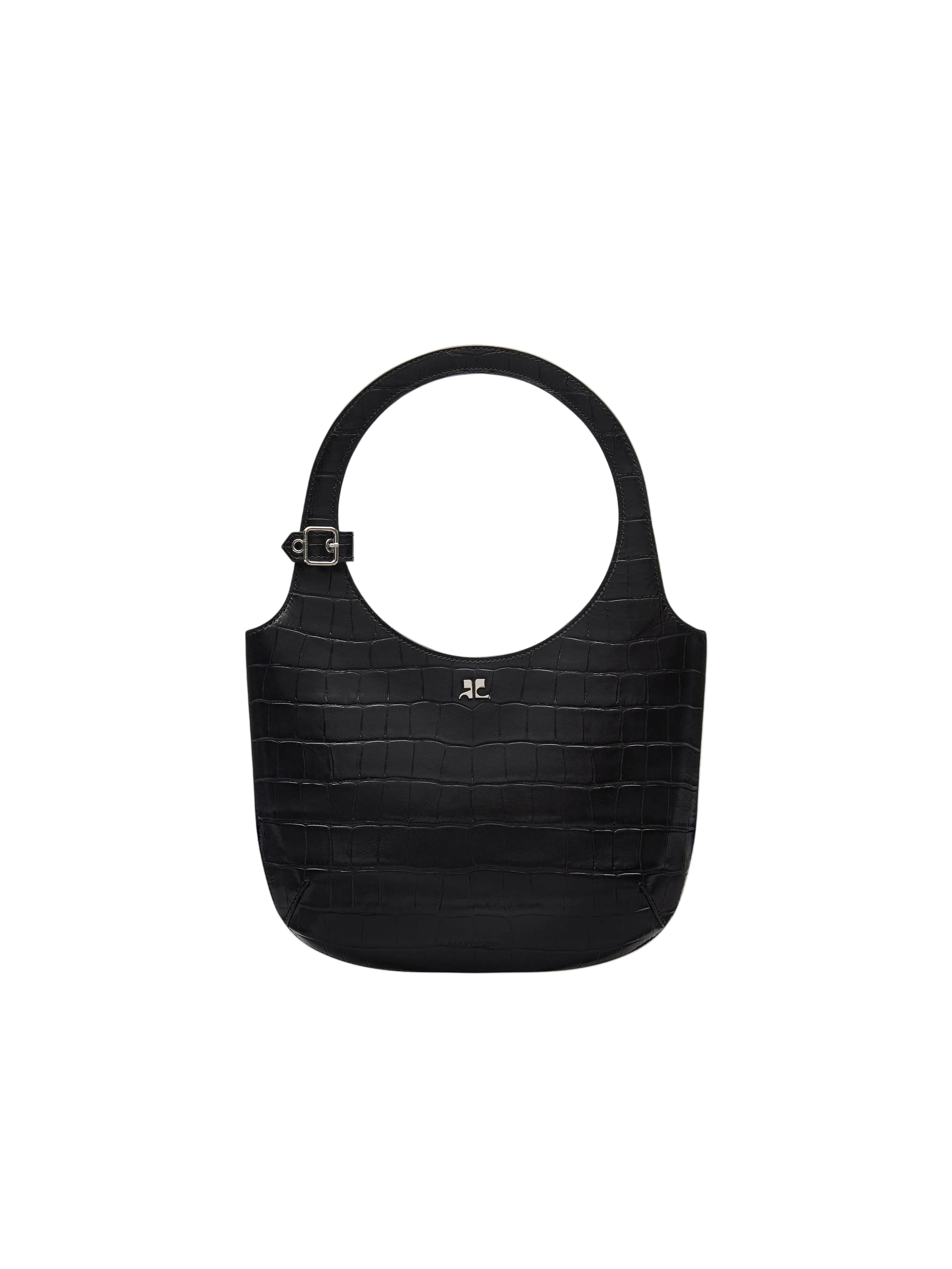 Holy croco stamped leather Bag - Black