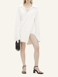 Twist cotton polo Dress - White