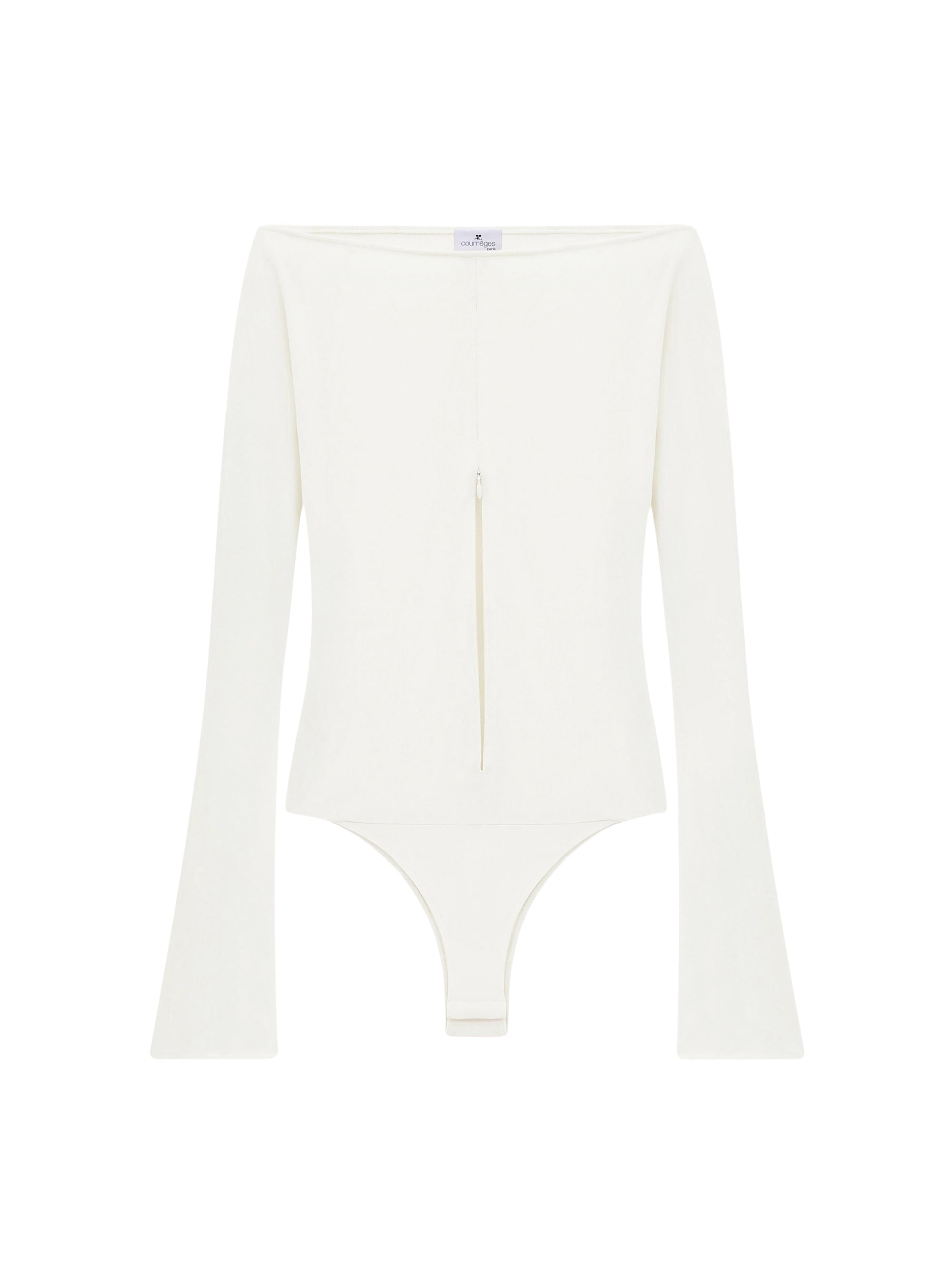 Drop zipped crepe jersey Bodysuit - Natural