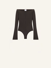 Drop zipped crepe jersey Bodysuit - Mud Brown