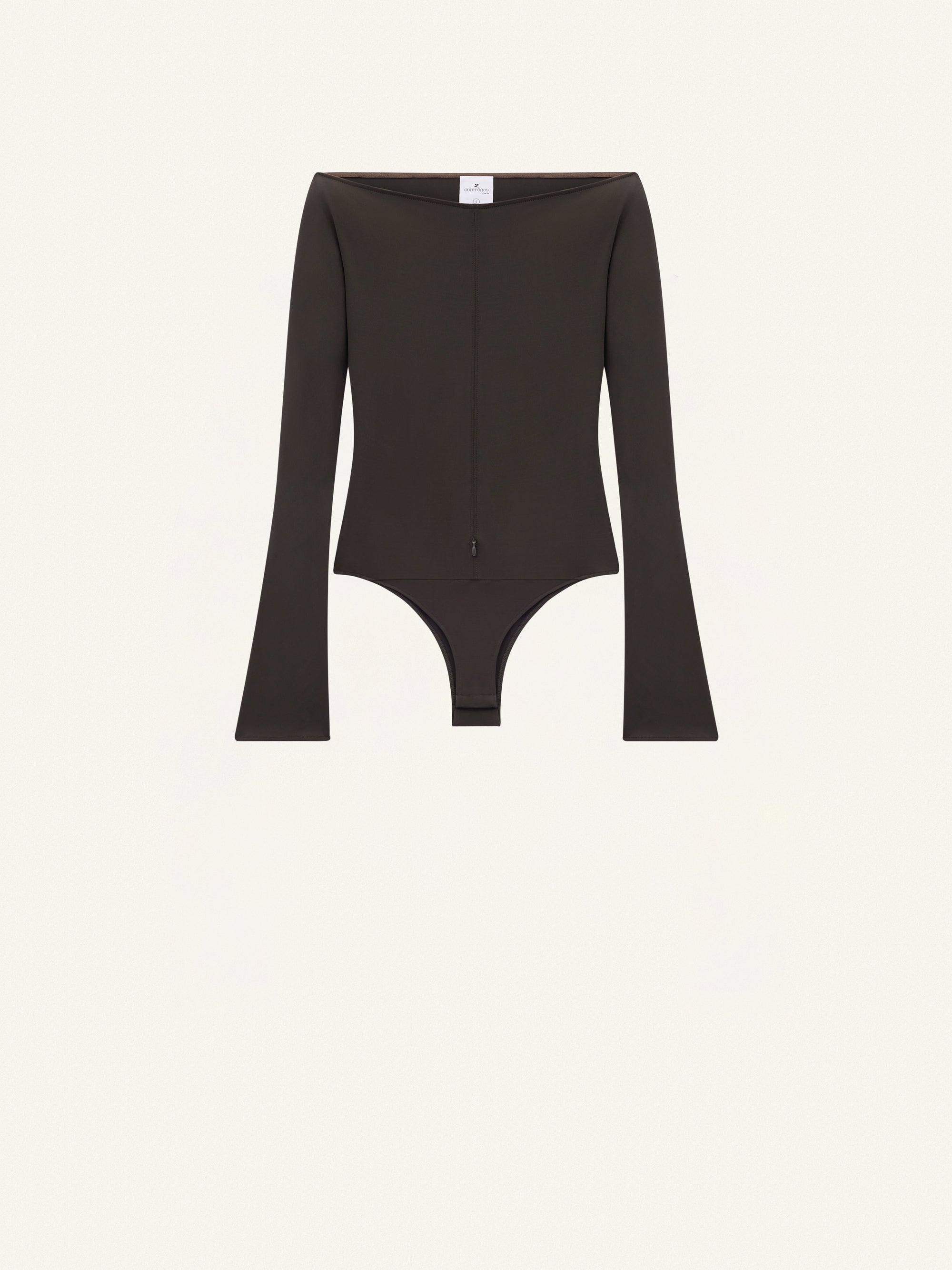 Drop zipped crepe jersey Bodysuit - Mud Brown