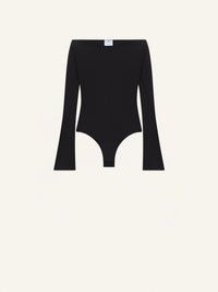 Drop zipped crepe jersey Bodysuit - Black