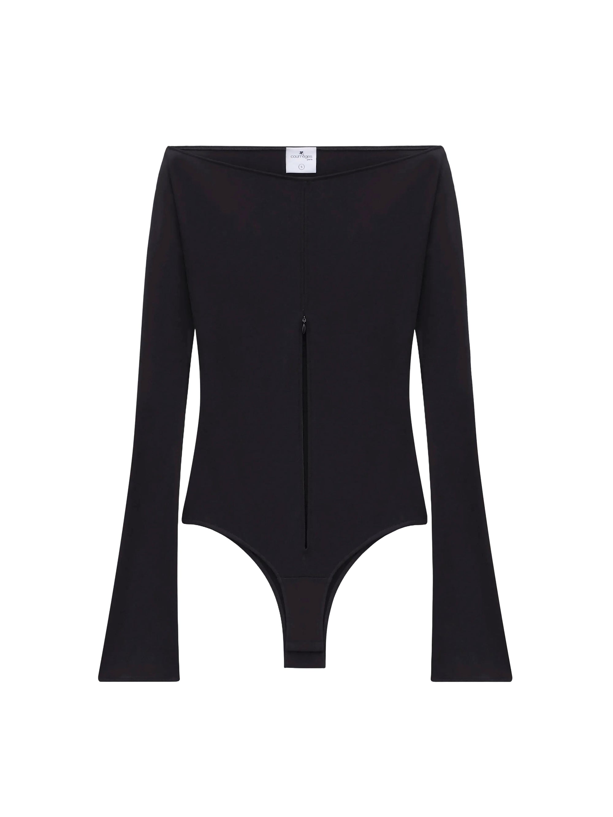 Drop zipped crepe jersey Bodysuit - Black
