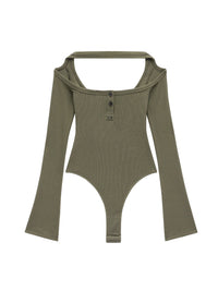 Hyperbole 90's rib Bodysuit - Camouflage Green
