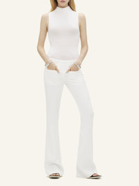 High neck crepe jersey Bodysuit - Heritage White