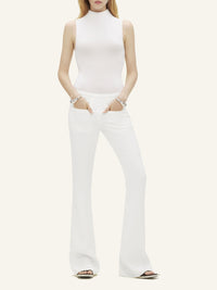 High neck crepe jersey Bodysuit - White