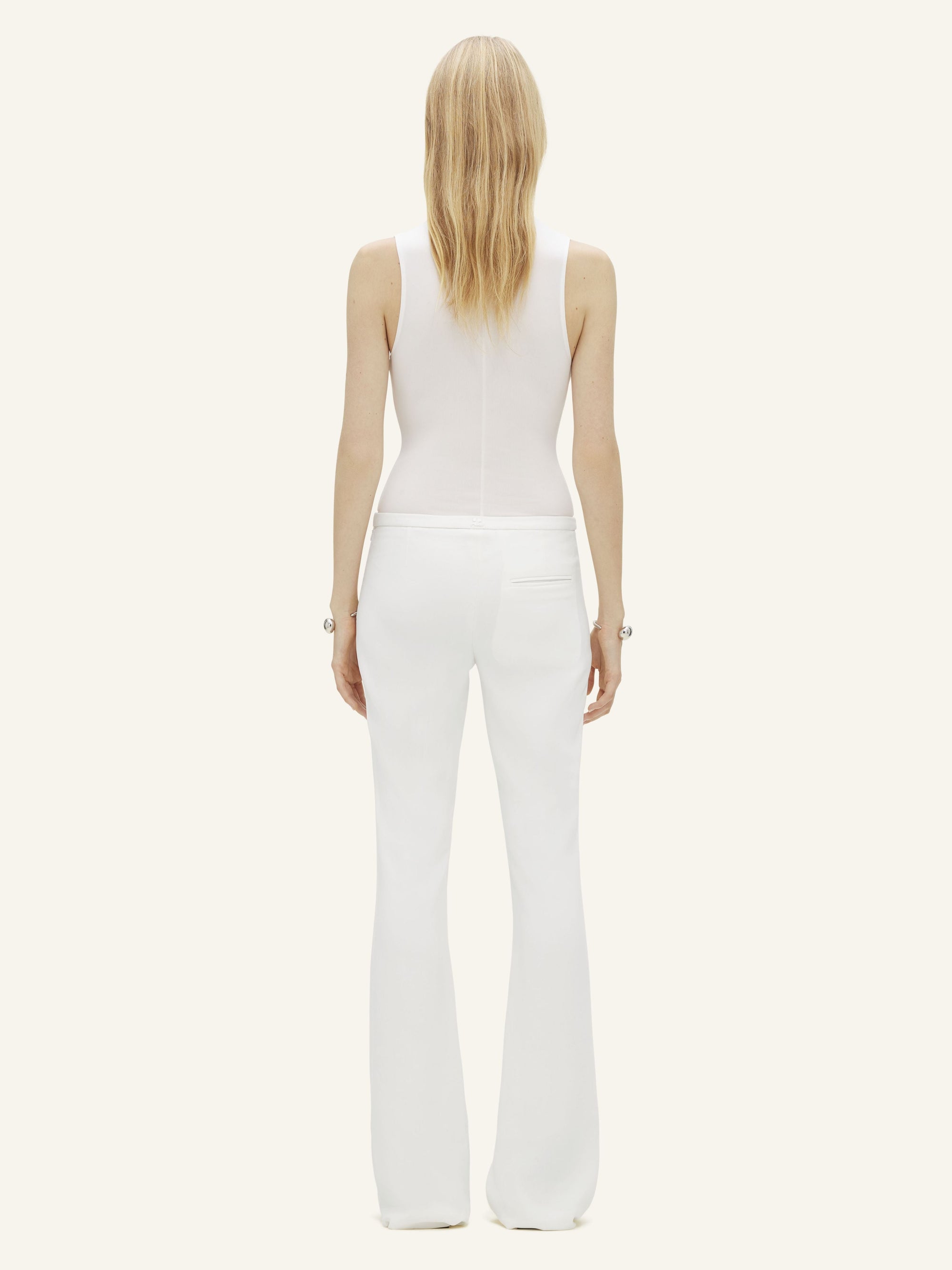 High neck crepe jersey Bodysuit - Heritage White
