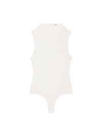 High neck crepe jersey Bodysuit - White