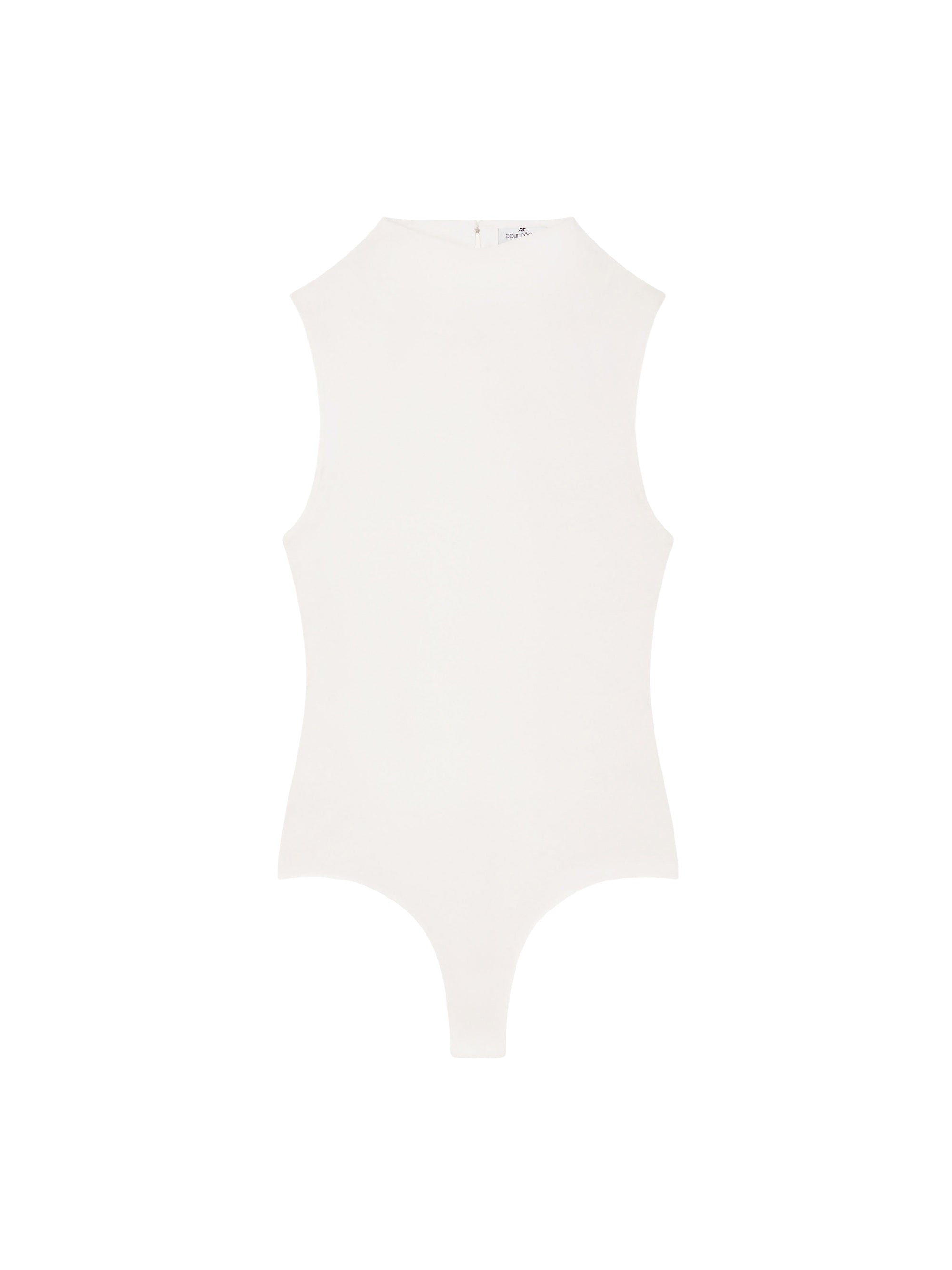 High neck crepe jersey Bodysuit - White