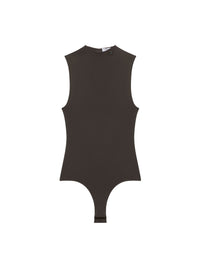 High neck crepe jersey Bodysuit - Brown