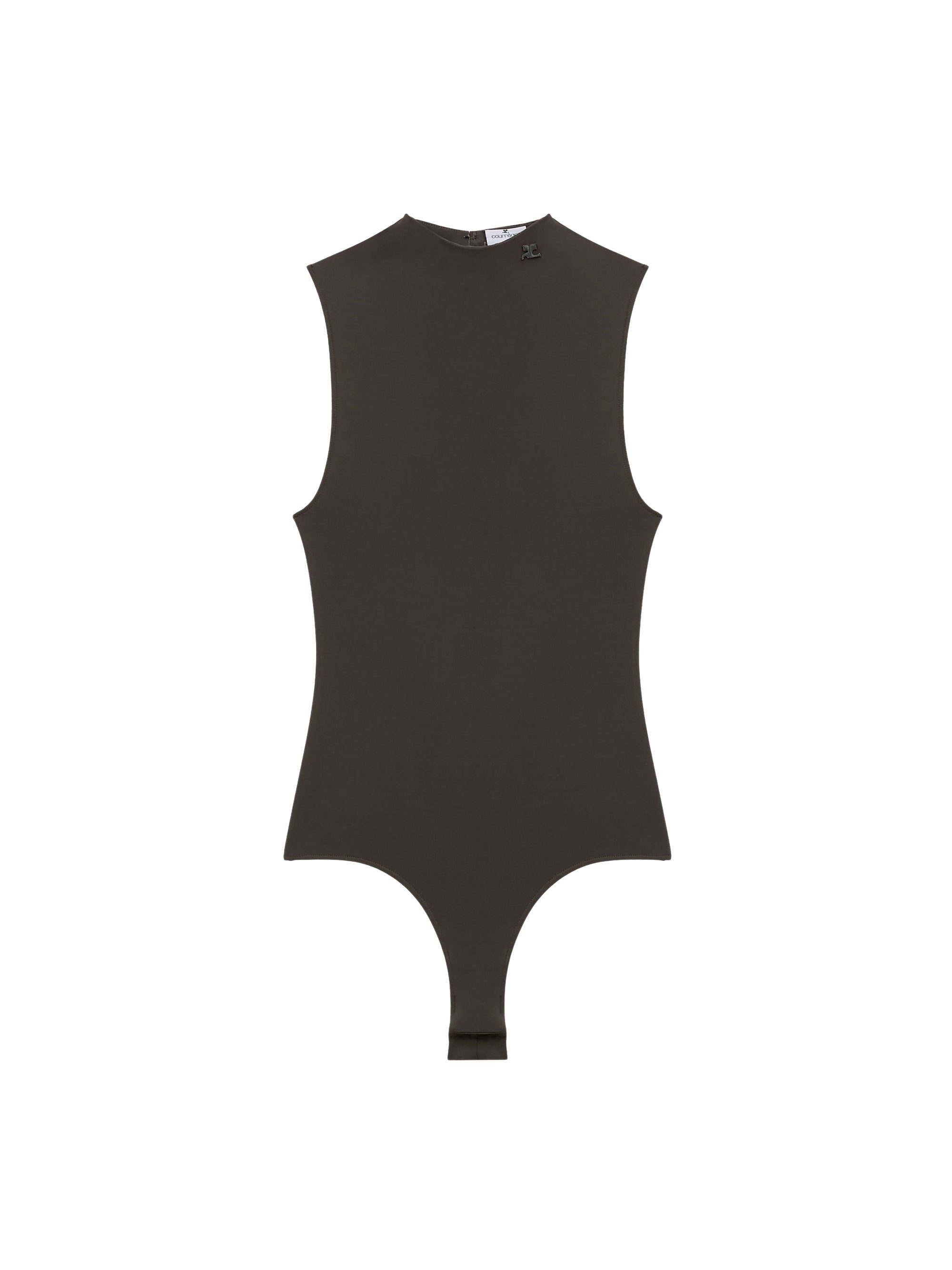 High neck crepe jersey Bodysuit - Brown