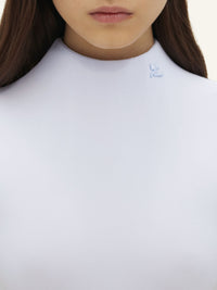 High neck crepe jersey Bodysuit - Blue