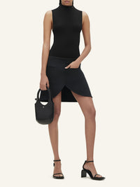 High neck crepe jersey Bodysuit - Black
