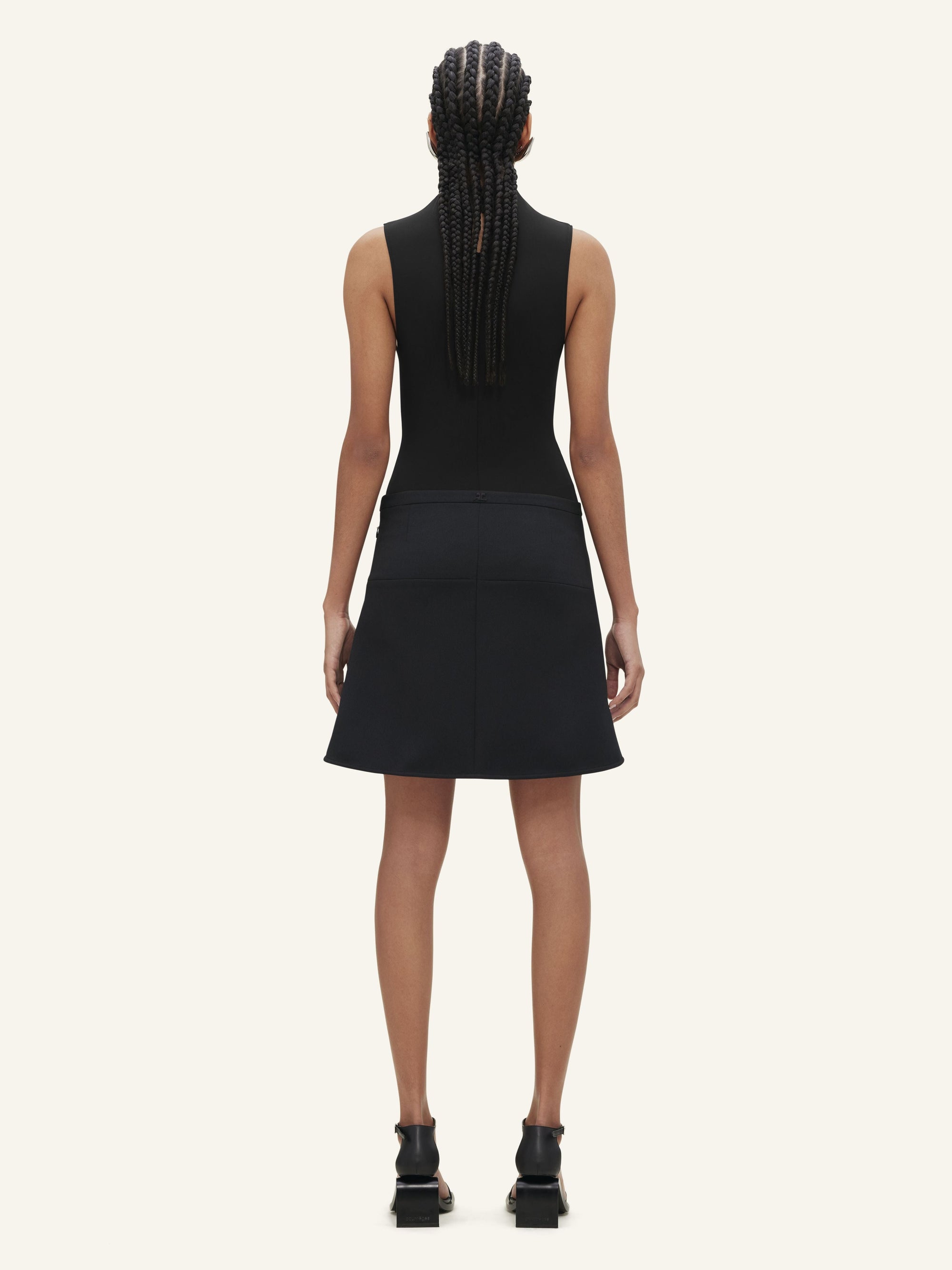 High neck crepe jersey Bodysuit - Black