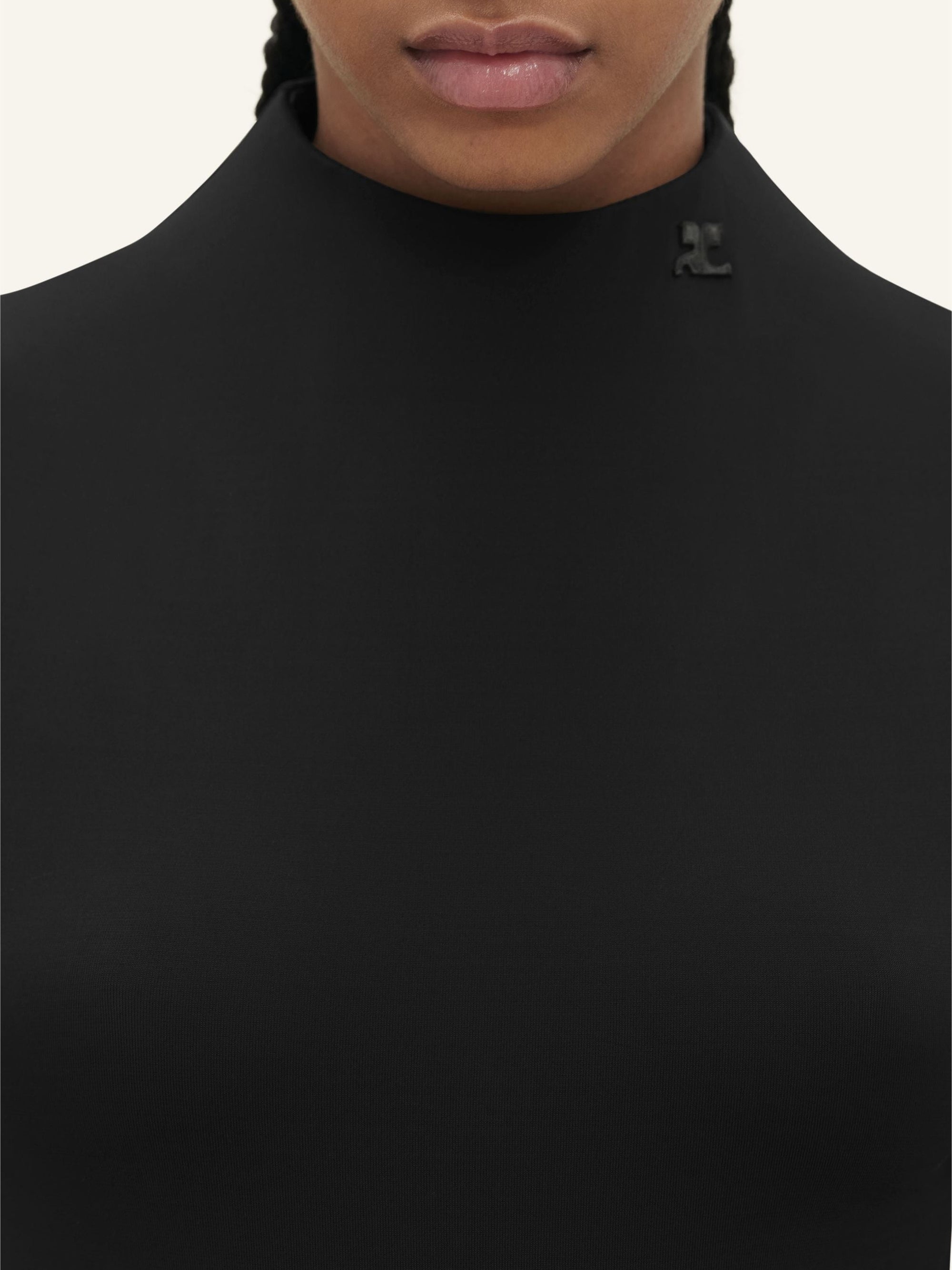 High neck crepe jersey Bodysuit - Black