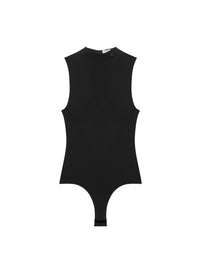 High neck crepe jersey Bodysuit - Black