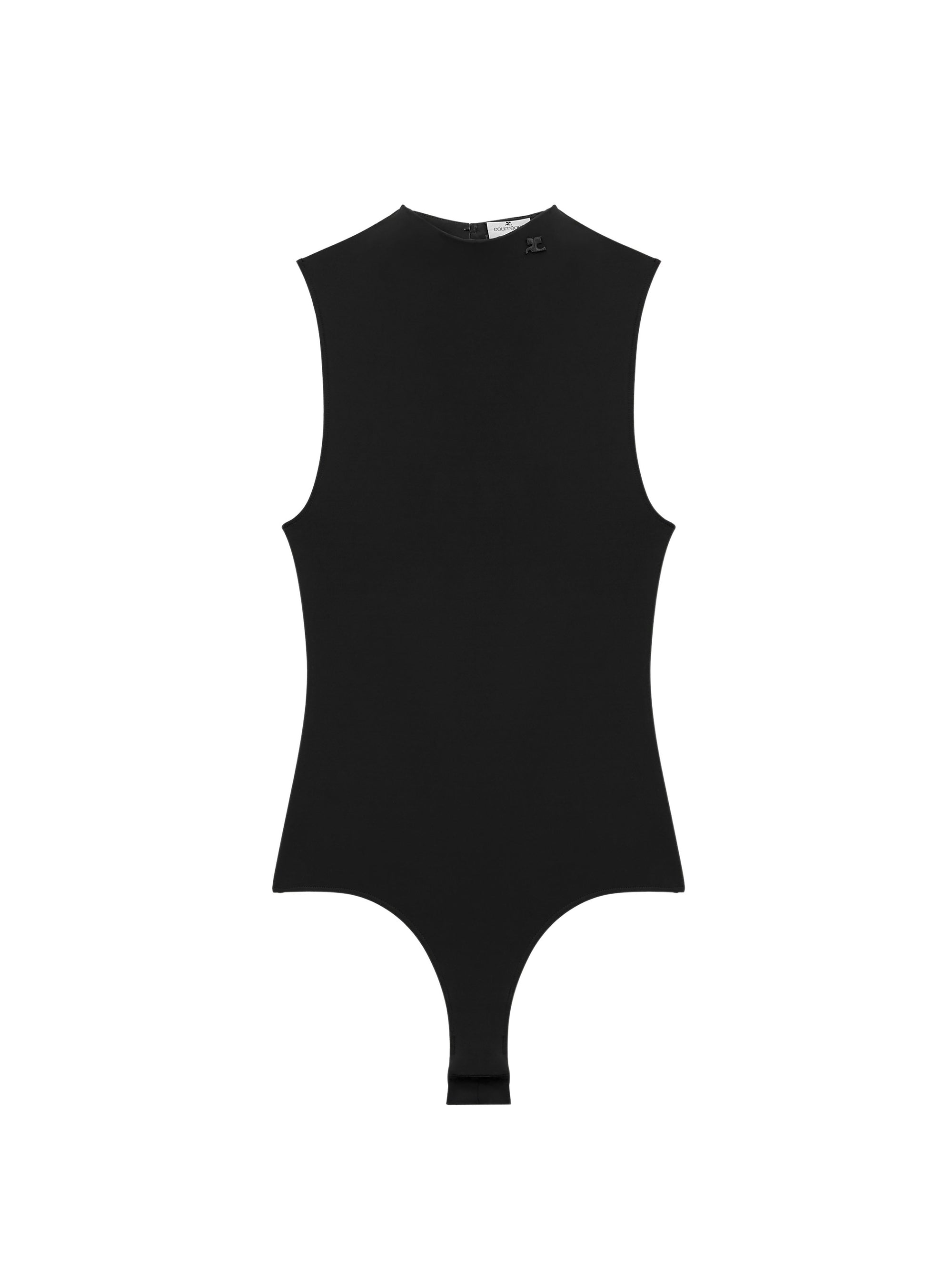 High neck crepe jersey Bodysuit - Black