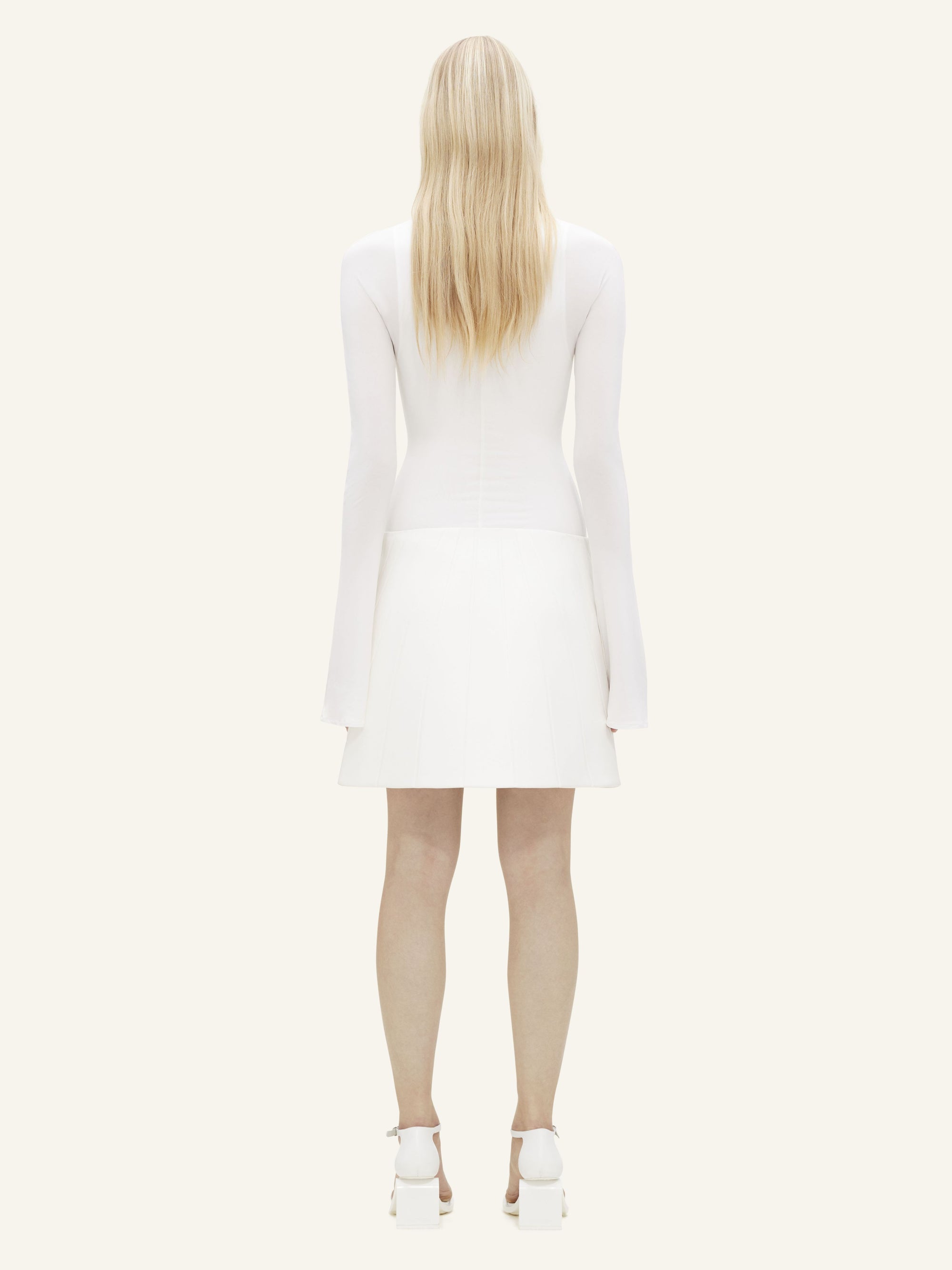 High neck crepe jersey Bodysuit - White