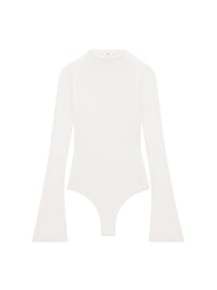 High neck crepe jersey Bodysuit - White