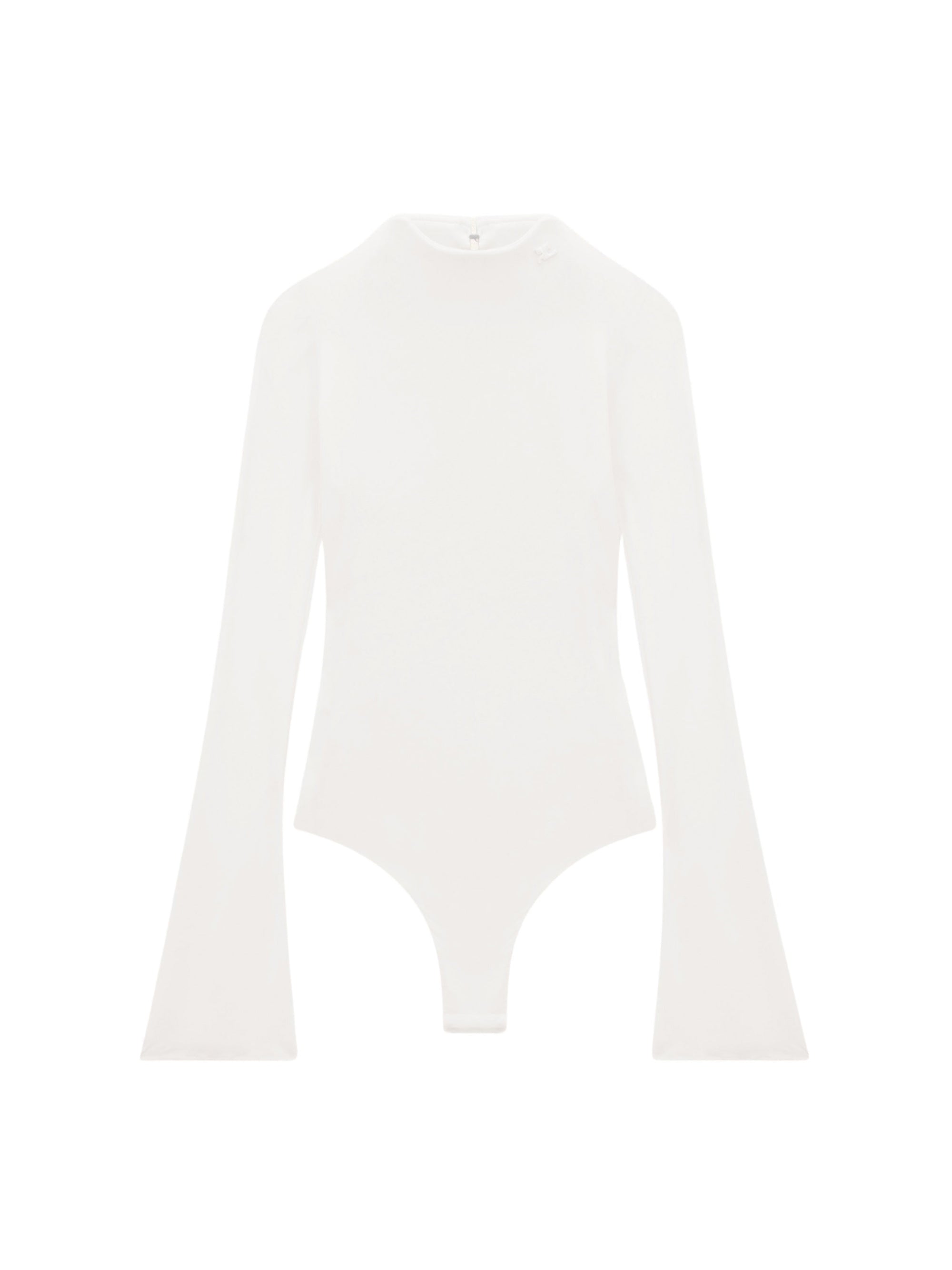 High neck crepe jersey Bodysuit - White