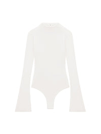 High neck crepe jersey Bodysuit - Heritage White