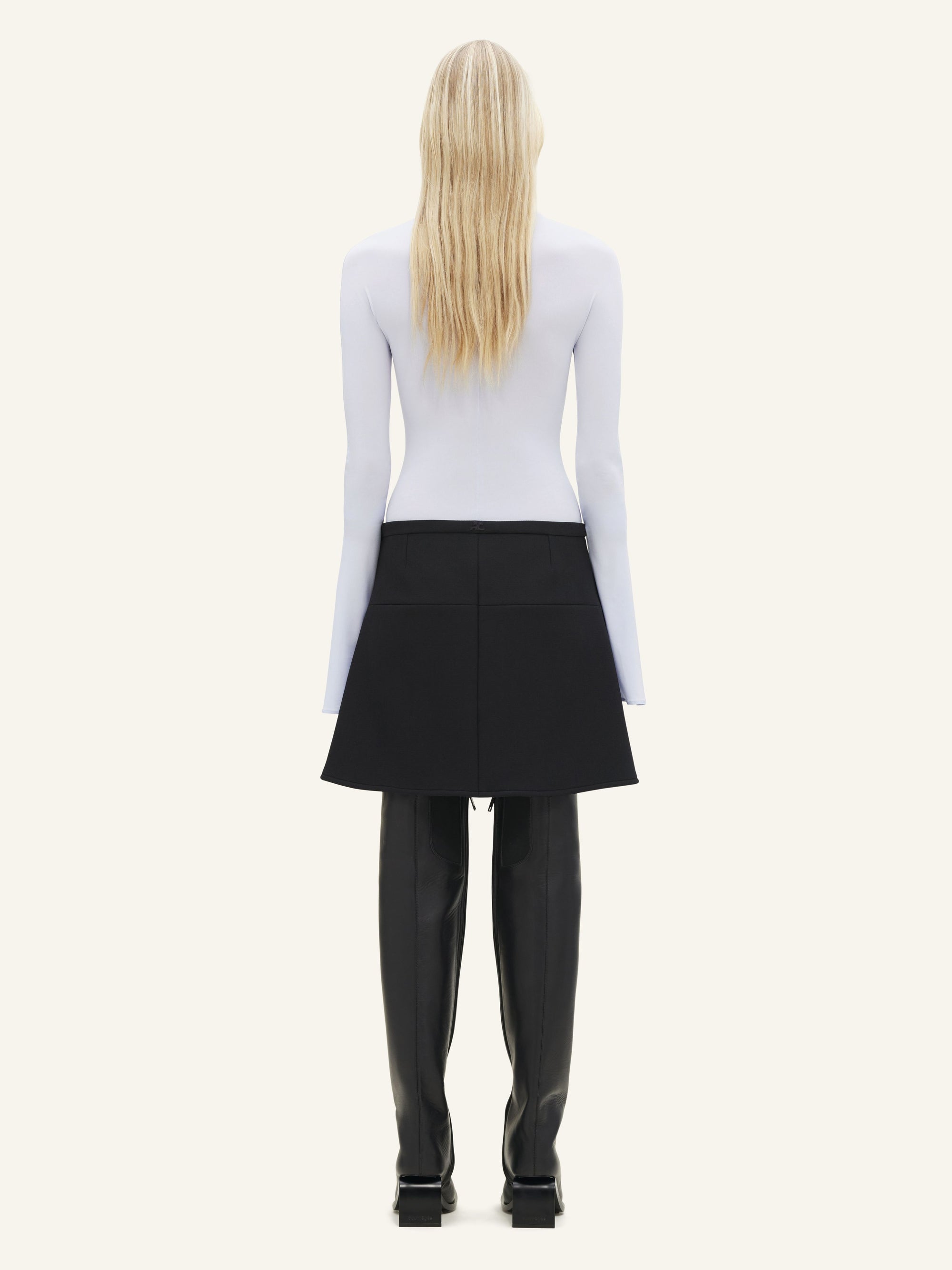 High neck crepe jersey Bodysuit - Blue
