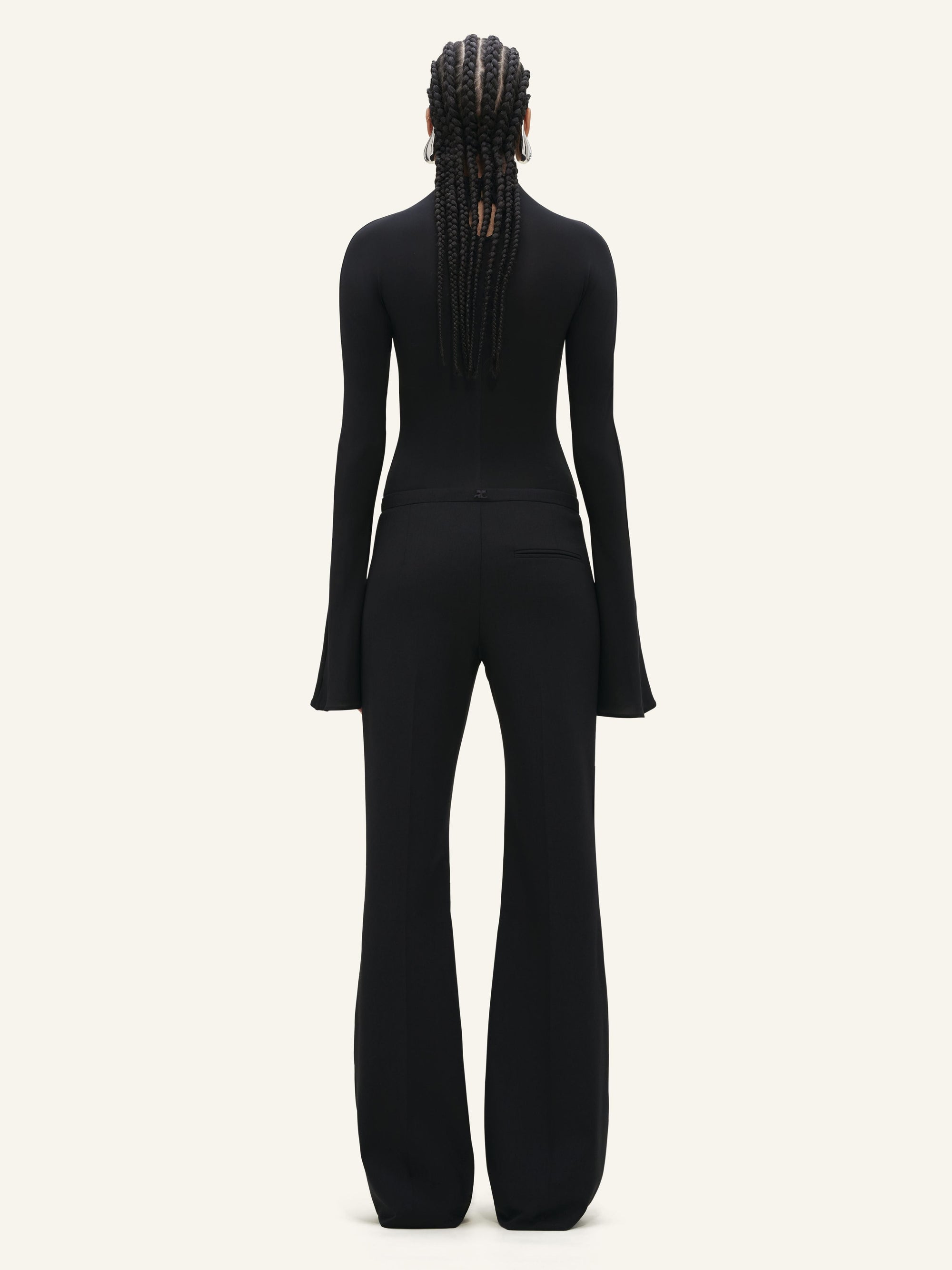 High neck crepe jersey Bodysuit - Black