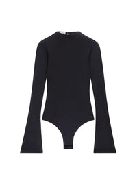 High neck crepe jersey Bodysuit - Black