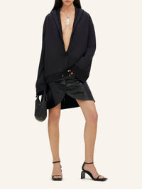 Hyperbole cocoon fleece Hoodie - Black