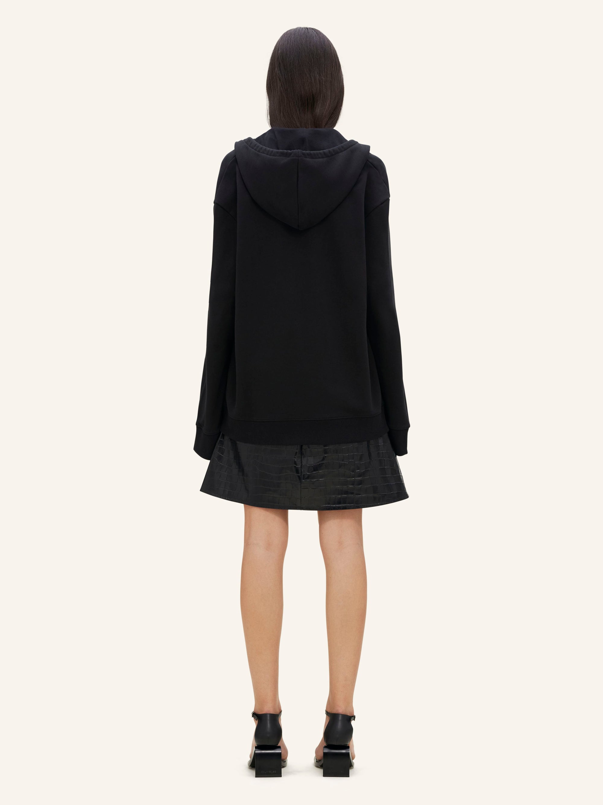 Hyperbole cocoon fleece Hoodie - Black
