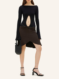 Slash ellipse crepe jersey mini Skirt - Mud Brown
