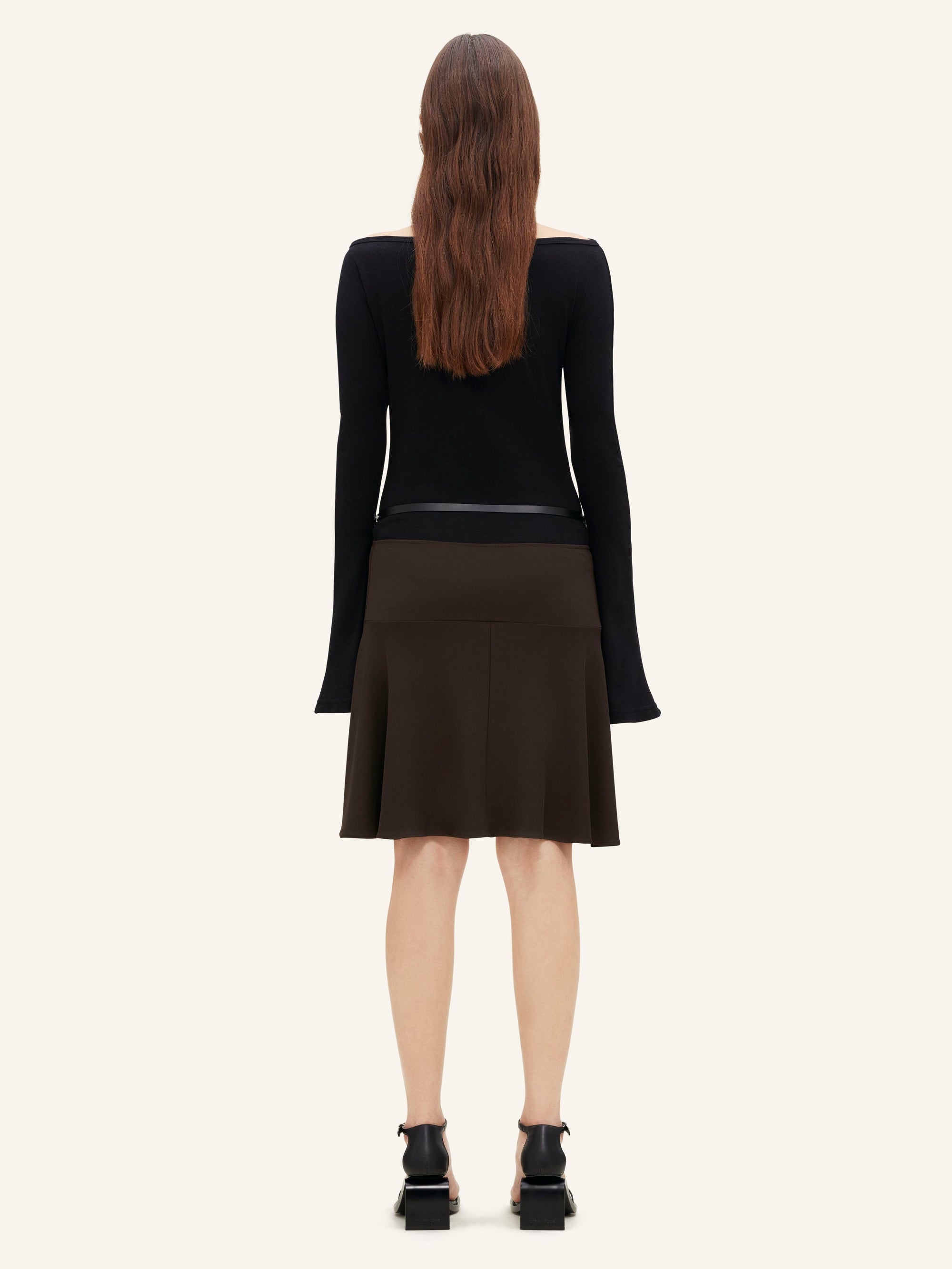 Slash ellipse crepe jersey mini Skirt - Mud Brown