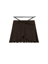 Slash ellipse crepe jersey mini Skirt - Mud Brown
