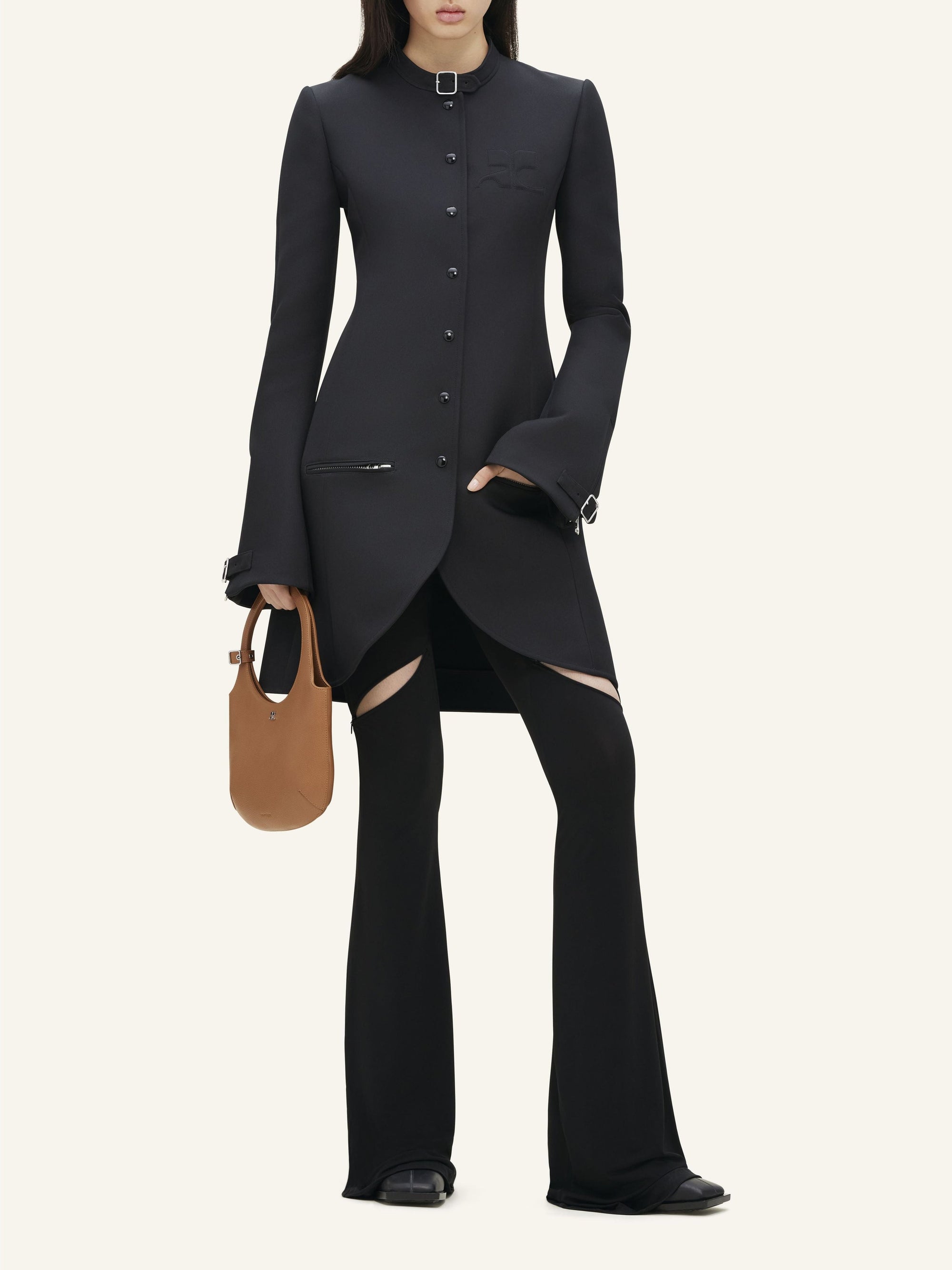Ellipse zipped crepe jersey bootcut Pant - Black