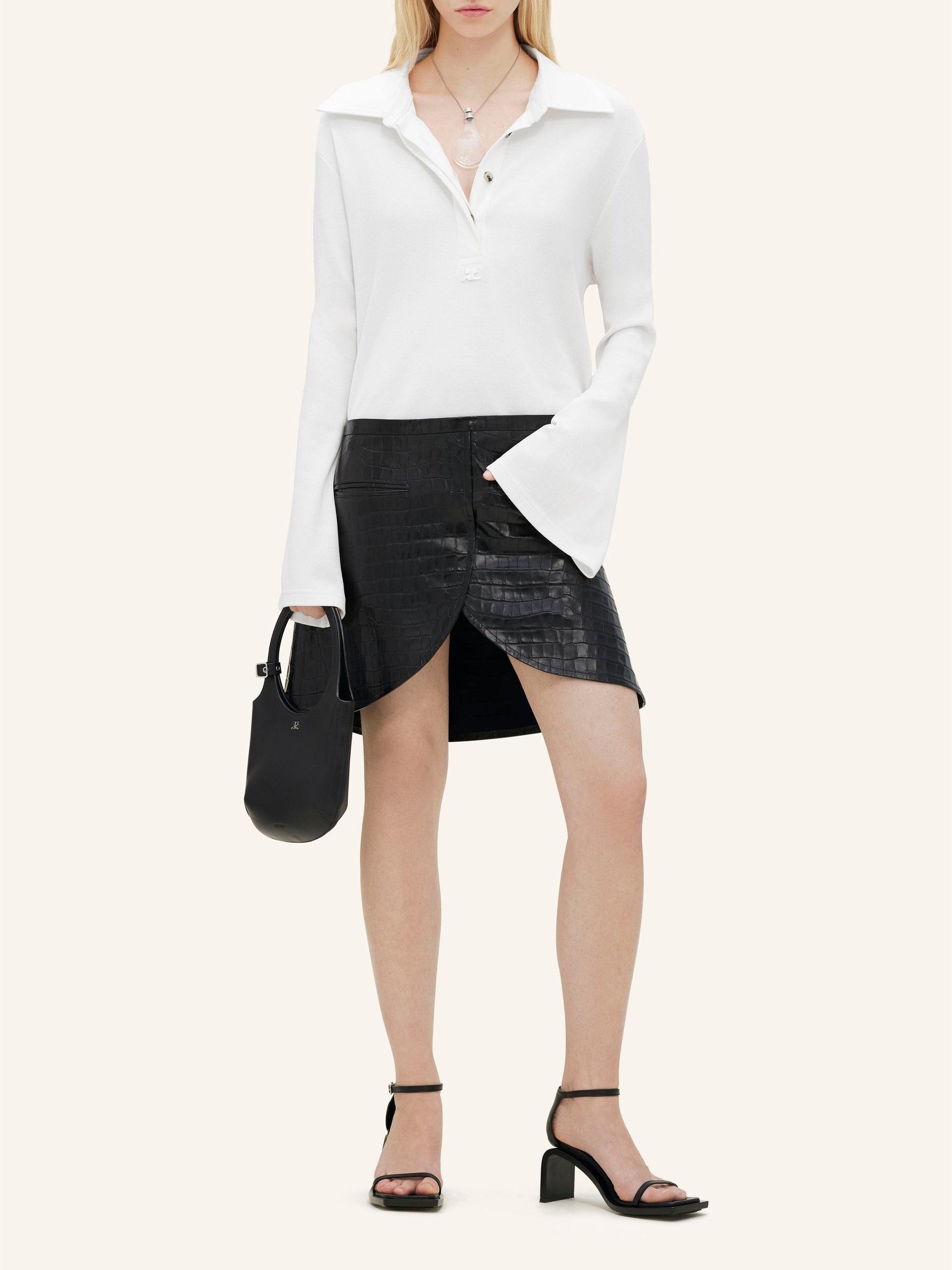Long sleeve cotton Polo - Ecru