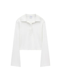 Long sleeve cotton Polo - Ecru