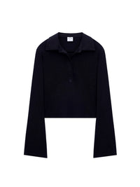 Long sleeve cotton Polo - Black