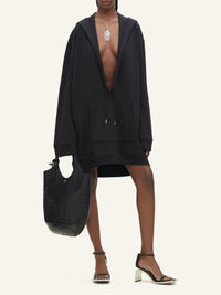 Hyperbole hooded fleece Dress - Black