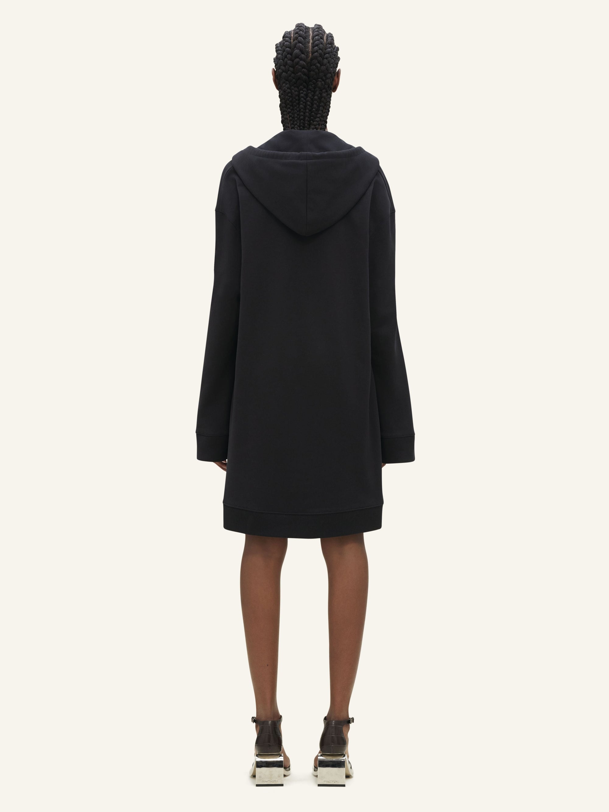 Hyperbole hooded fleece Dress - Black