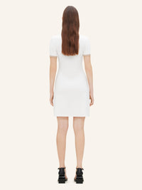 Contrast V-neck Mini Dress - White